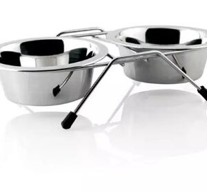 Comedouro Chalesco Para Cães Duplo Inox