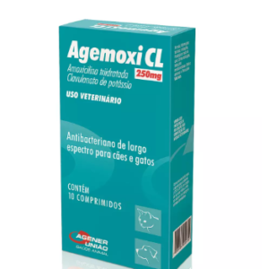 Agemoxi CL 250mg Antibiótico 10 comprimidos Cães e Gatos Agener União