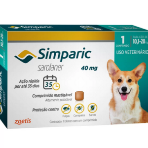 Antipulgas Simparic 40 mg para cães 10,1 a 20 kg - Zoetis