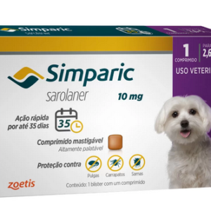 Antipulgas Simparic 10 mg para cães 2,6 a 5 kg - Zoetis