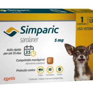 Antipulgas Simparic 5 mg para cães 1,3 a 2,5 kg - Zoetis