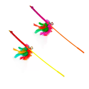 Brinquedo Chalesco Varinha com Pena e Guizo - Cores Sortidas