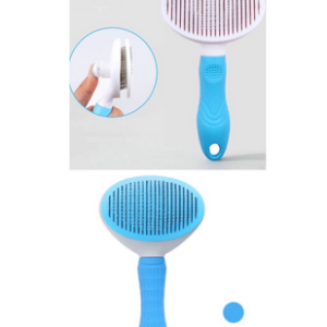 Escova Pente Plastico Ferro Para Pentear Cachorros e Gatos Pet Tirar os Pelos azul